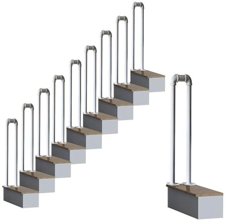 Corrimano in ferro battuto per gradini da giardino, 55 cm, kit per scale in legno/metallo, ideale per portico, terrazza, garage, migliora il tuo arredamento esterno con eleganti corrimano