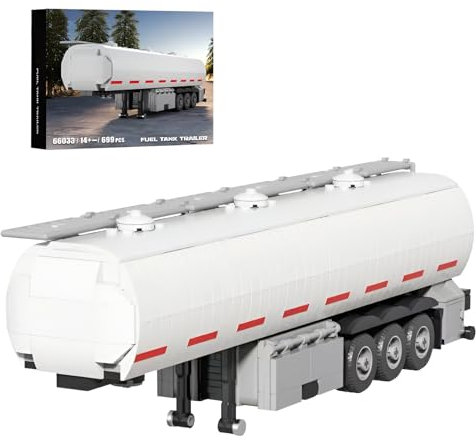 SymGrpu Stadt Kraftstofftank-Anhänger Bausteine Bausatz, 699 PCS LKW Anhänger Klemmbausteine zum Bauen und Ausstellen, STEM Sammelfahrzeuge Modell Spielzeug für Erwachsene