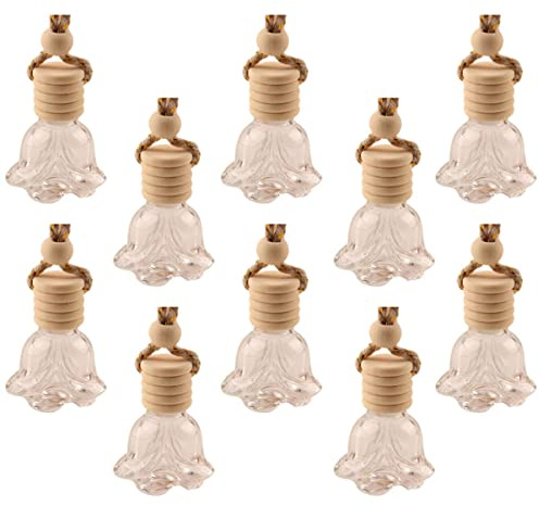 Colgante Vidrio 10 de Piezas 10ml Perfume para Coche | Algodón y Madera, Diseño Decorativo Colgante, Lote de 10 Unidades