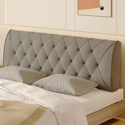 Kurzes, gepolstertes Rückenkissen aus Plüsch für Bett, Kopfteil/Bezug für Doppelbett, Kopfteil, Lesekissen, Holz/Leder/Eisen, Rückenkissen mit abnehmbarem Bezug (120 x 58 x 10 cm, Beige)