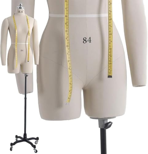 Weibliche Schaufensterpuppe, Torso-Kleid-Formen zum Nähen, ansteckbare Körperform mit 2 weichen Armen, Schneiderpuppe auf Rädern, Erwachsenengröße (Größe: S)