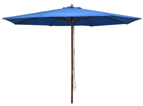Générique Parasol d'extérieur avec mât en Bois 350 cm Bleu,Parasols & voiles d'ombrage,9.3KG-47139