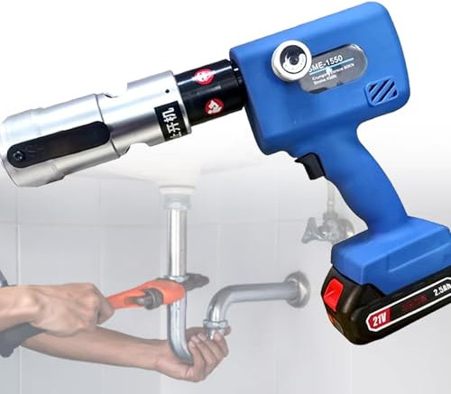 OZBME Pinza crimpatrice idraulica Senza Fili per Tubi dell'Acqua, Pinza di pressatura elettrica, con matrici Multi-Misura e Interruttore di Ritorno dell'olio, DN50 (DN25)