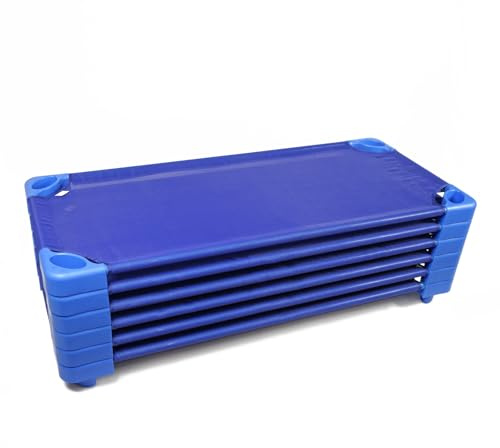 Sílaba Cuna Apilable Infantil Kidzzz Pack 6 – Cama para Guardería en PVC Lavable, Azul o Rosa (Azul)