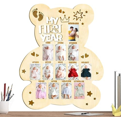 Zasdvn fotoboard | söt babybildram display – träbilder presentation bräda för barn utveckling familjesammankomster samlare fotografier