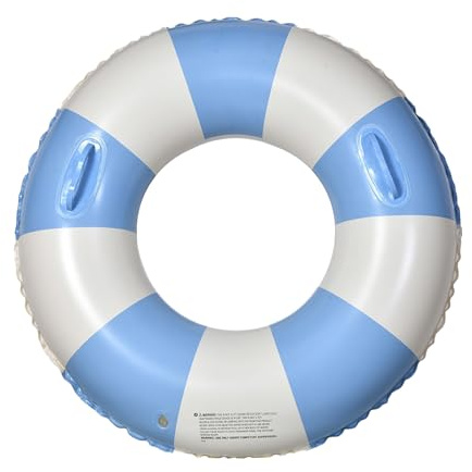 Salvagente Gonfiabile – Anello Nuoto Adulto con Maniglie | Struttura Spessa Anti Ribaltamento per Mare Piscina Giochi d’Acqua | Salvagente PVC a Righe Retrò per Estate