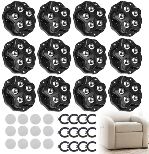 Infreecs Lot de 12 roulettes autocollantes pour meubles, charge lourde, jusqu'à 200 kg, pivotantes à 360°, avec frein, pour meubles, appareils de cuisine, armoire, canapé, boîte de rangement, poubelle