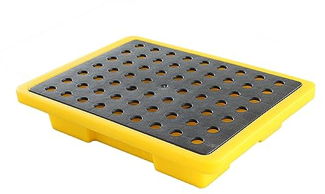 Industrial Drum Spill Containment Pallet - Leak Proof Tray for Oil Drums, Detachable and Anti-Slip Polyethylene with Drainage System, 13.4x13.4