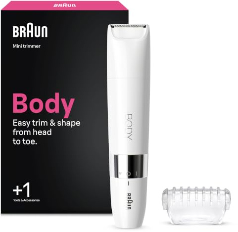 Braun Mini Recortadora Corporal Mujer, BS1000, Blanco