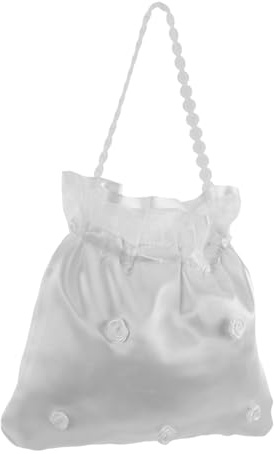 BESTOMZ Borsa da Sposa Raffinata Bianco Ricamo Floreale Vintage, Capienza Spaziosa e Versatile per Eventi e Feste Notturne