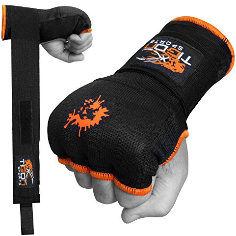 TIGON Boxen Gelboxhandschuhe, Handbandagen, Boxhandschuhe, Baumwolle Verbände Paar Boxbandagen MMA Boxsack (schwarz)., schwarz