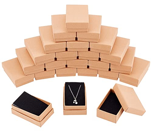 NBEADS 24 Pcs Cardboard Jewelry Boxes, 8x5x2.5cm Jewellery Gift Boxes with Lid Cardboard Jewelry Set Box Gift Boxes for Jewellery Packaging Necklace Ring Earrings Display Christmas