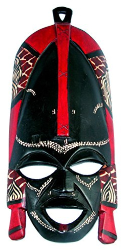 Maschera africana tradizionale Maasai tradizionale Kenya, in legno, da appendere, commercio equo e solidale, 12 cm