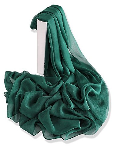 YFZYT Sommerschals Frauen Lady Mädchen Schals, Sonnenschutz Bestickt Feder Muster Weichen Seide Langen Schal Stola Schal Farbverlauf Geschenk Freundin Damen Wrap Stola - Dunkelgrün