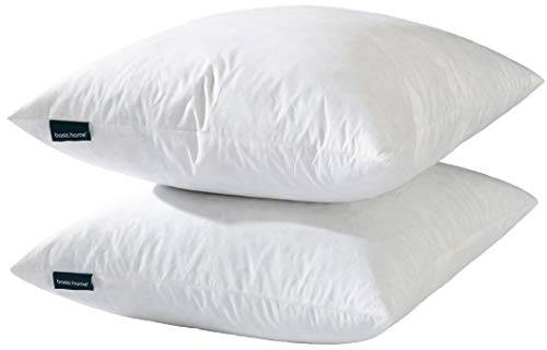 basic home® Hotel-Style Goose Feather Pillow Insert for Sofa & Bed - 100% Odorless & Plump Cushion Filler - 233TC Cotton with Inner Liner to Prevent Poking (18x18 Inch)
