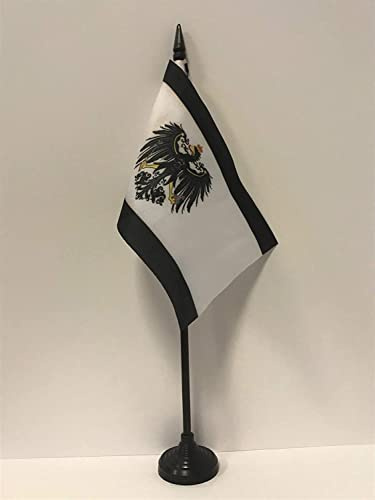 AZ FLAG Drapeau de Table Royaume de Prusse 1701-1918 15x10 cm | Usage intérieur Drapeau de bureau prussien finition cousue et bords renforcés avec mât en plastique et socle en plastique