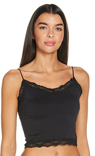 ONLY Women's Onlvicky Lace Seamless Cropped Top Noos Vest , Black,XS-S