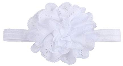 oAtm0eBcl Baby-Stirnband, große Stoffblume, Baby-Haarband, schöne hohle Stoffblume, Baby-Stirnband, elastisches Band, Kopfbedeckung, Dekoration, Geschenk, Weiß