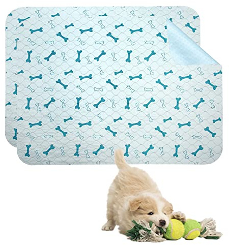 Geyecete Waschbare Welpen Unterlagen,2 Stück 122 * 89cm Haustier-Urinunterlage Wiederverwendbare,PIPI matten für Hunde,Absorbierend Puppy Pads für Hunde,Katzen,Meerschweinchen-Blau