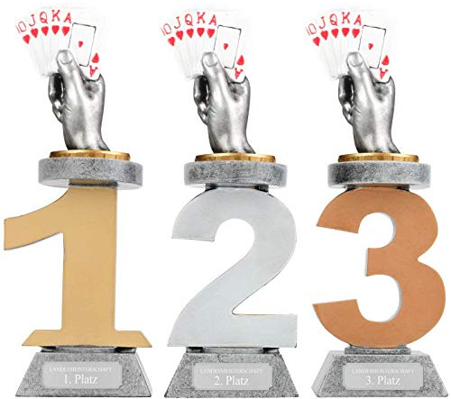 Pokal Skat Karten Serie VILLON Skatpokal Trophäe Poker mit Gravur