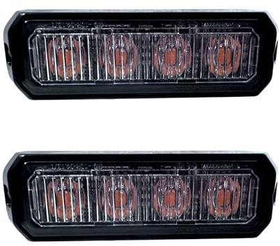 MelTruck 2x LED Frontblitzer mit Schutzpolster 4 LEDs Schlepper, Traktoren, Bagger, LKW, PKW 12V/24V orange E9 Zulassung, IP67 (Breite: 96 mm)