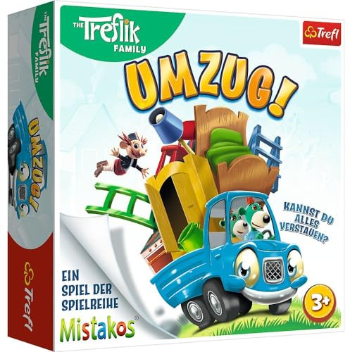 Trefl - Umzug Familie | Konstruktionsspiel, Turmbau, Familienspiel, Gesellschaftsspiel, Geschicklichkeitsspiel für Erwachsene und Kinder ab 3 Jahren