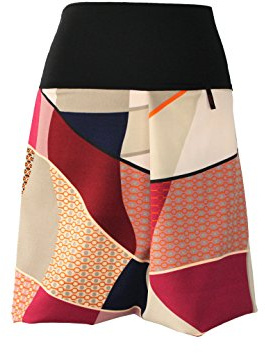dunkle design Damen Rock A-Linie Ballonrock Jersey Scuba (M 40/42, Weinrot Nude)
