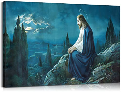 Mistyefly Jesus Decor Jesus Prays in The Garden of Gethsemane, Bilder, christliche Poster für Wand, Wohnzimmer, Schlafzimmer, Dekoration, 30,5 cm H x 45,7 cm B