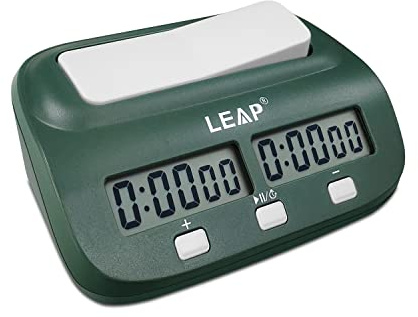 LEAP Digital Chess Clock Chess Timer for Chess Board Game Blackish Green | Official Store, Count up/down, Alarm, Bonus/Delay, Energy save, Setting Memory,Portable,Easy to Use, Timer for 2 Board Games