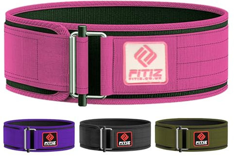 FITIZ Selbstsichernder Gewichthebergürtel für Rückenstütze, Premium-Gewichthebergürtel für Männer und Frauen, Kreuzheben, Trainingsgürtel, 10,2 cm, Nylon mit Metallschnalle, verstellbar, olympisches
