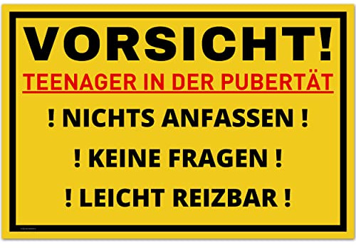 Vorsicht Teenager Schild (30 x 20 cm) - Lustiges Geschenk Zur Jugendweihe Oder Zum Geburtstag - Türschild Als Zimmer Deko - Für Jungen Und Mädchen