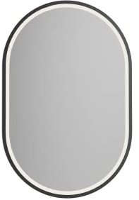 BERNSTEIN® LED Badezimmerspiegel 8144 2.0 oval mit Leichtmetallrahmen in Schwarz Wandmontage, Warm-/Kaltlichteinstellung Wandspiegel mit Sandbestrahlten Rand, Aluminiumrahmen, 40 x 60 cm