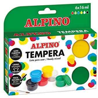 Alpino Tempera-Farbe 6 x 16 ml | Tempera-Farbe | Schulmaterial