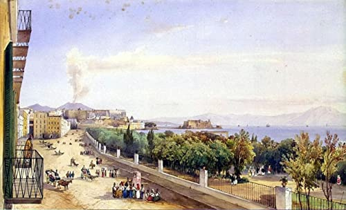 ZIMARO Quadri su tela Posters stampa su tela Pittura ad olio Gigante Giacinto Napoli Tipo Riviera Di Chiaia per la decorazione della parete 60x90cm