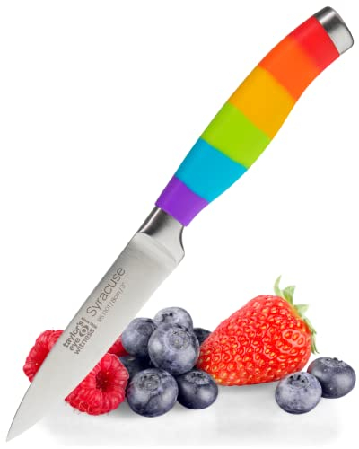 Rainbow Paring Knife - 8cm/3” Stainless Steel Blade with Ergonomic and Non-Slip Handle. Perfect for Peeling, Slicing, and Dicing Fruits and Vegetables - Affordable Luxury for Any Home Chef or Foodie
