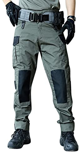 Onsoyours Hommes Printemps Automne Léger Pantalons Simple Style Longs Cargo Combat Pantalon Hommes Mode Travail Camo Armée Militaire Tactique Multi Poches Pantalon E Vert XS