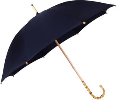 JITEM Bamboo Stick Umbrella J Handle Solid Color Golf Umbrella Vintage 8 Ribs Windproof Large Classic Rain Umbrella Retro Long Umbrella Parasol for Business