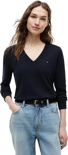 Tommy Hilfiger Jersey Mujer Co Jersey Stitch Sweater con Cuello de Pico