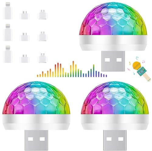 Mini Luces de Bola de Discoteca USB, Mini Luz de Discoteca USB, Luces de Bola de Discoteca, Luces LED Portátiles Discoteca, Mini Luces Discoteca, Luces Discoteca para Fiestas, USB Luces Bola