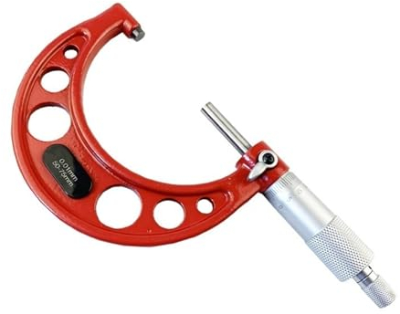 ZPFDSG Bügelmessschrauben Industriewerkzeuge 0-4 Zoll 100 mm; Präzisions-Außenmessschrauben mit Hartmetallspitzen, 4er-Set, Industriewerkzeuge (Color : 50-75mm)
