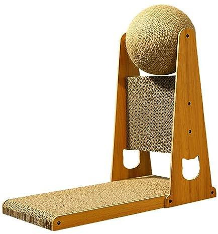 Rascador vertical para gatos en forma de L, rascador vertical de bolas para gatos de 16 pulgadas, tabla de rascar con bola rascadora para gatos, almohadilla para rascar gatos montada en la pared