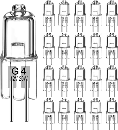 Jewan Lampadine Alogene G4 (20 pezzi) 20W 12V 280LM 2800K Luce bianca calda Dimmerabile 360° lampadine g4 lampadina alogena Per la sostituzione di lampadari di cristallo, da Cucina
