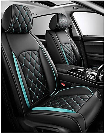 MAJHER Auto Sitzbezüge für Kia Rio 2019-2022, Autositzbezüge PU Leder Sitzschoner Autositzbezug Schonbezug Wasserdicht Innenraum Zubehör,B/Black Green
