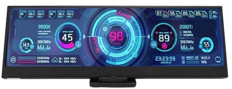 Moniteur de Température D'ordinateur 14 Pouces, Résolution 1920 X 550, Protection des Yeux, Moniteur Auxiliaire avec Interface Mini HD, pour Professionnels, Programmeurs et