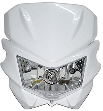 AYKANING Motorrad Hauptscheinwerfer,Motorrad Scheinwerfer 12V 35W Universal-Scheinwerfer-Scheinwerfer-Verkleidungs-Kit Passend für Kawasaki Suzuki Dirt Bike Motorrad(Color:White)