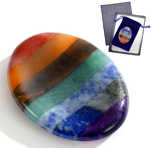 GUJOXILA Chakra Heilsteine Glückssteine Mutstein Handschmeichler Stein Kristalle Edelsteine Sorgensteine Daumen für Spirituelle Geschenke Meditation Glücksbringer Schulanfang Stress Relief