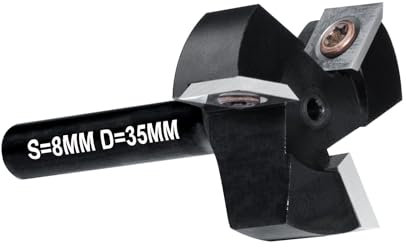 DEEFIINE Fraise à Surfacer Tige 8mm Défonceuse, Fraise de Rabotage avec Diamètre de Coupe de 35mm, Fraise a Raboter cmt avec 3 Lames, Fraise CNC pour bois réversible