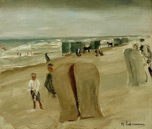 XSBPDPII Klassisches Ölgemälde Wand-Kunst Bild Leinwandk unstwerk Strand mit Strandkörben von Max Liebermann Posterdrucke für Wohnkultur 60x90cm