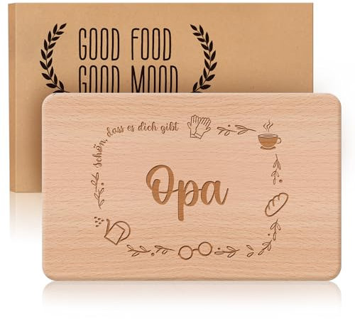 Opa Frühstücksteller | Geschenk für Omp | Gravierter Brotzeitteller | Kranz Design | Ideal für Geburtstage | Ein Aufmerksames Geschenk