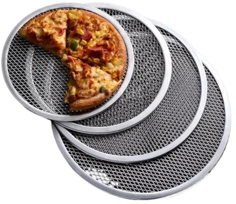 FRAOMHFW Non Stick Pizza Screen Pan Baking Tray New Aluminum Metal Net Bakeware Kitchen Tools Pizza Pan Peel Pizza Stone Cocina(20 inch 2 pcs)